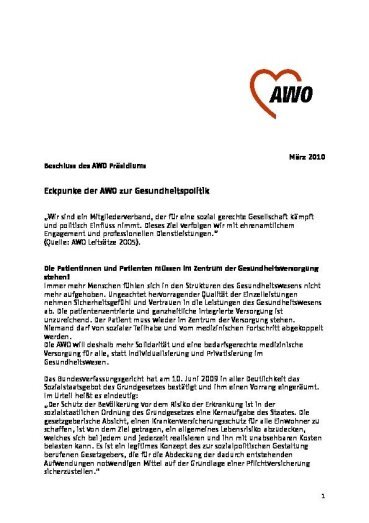 Eckpunkte zur Gesundheitspolitik