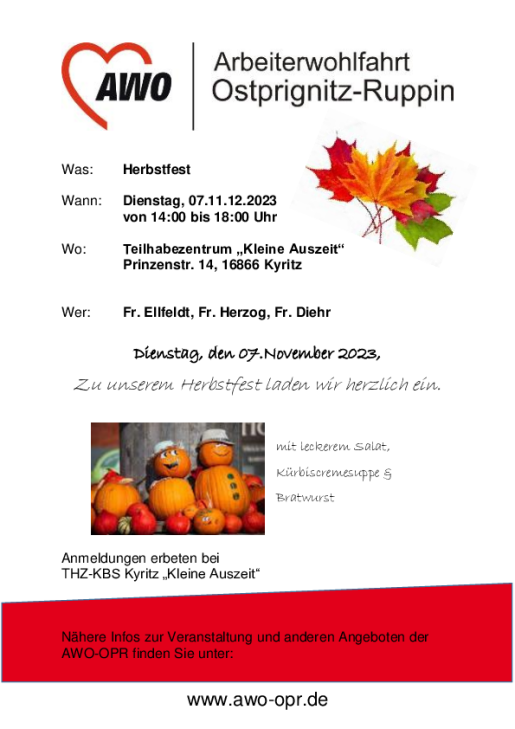Herbstfest im THZ "Kleine Auszeit"